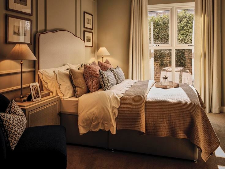 a bed with a large bed
